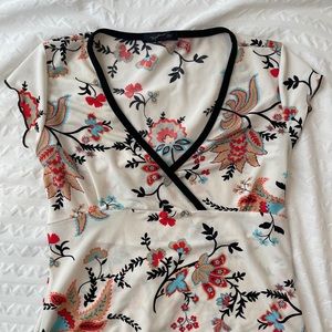 90s flower top v neck crossover top extra small